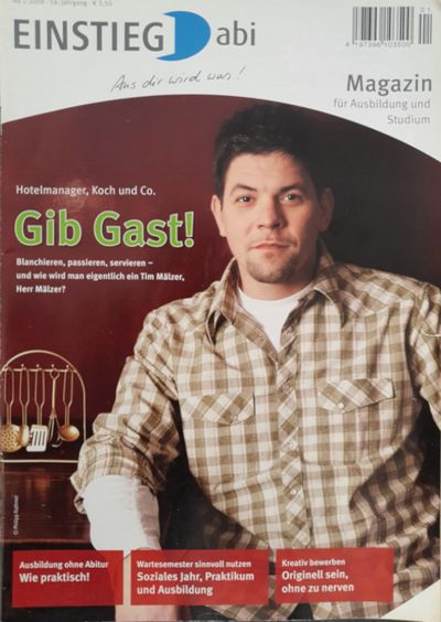 Koch Tim Mälzer auf dem Cover des Einstieg Magazins.