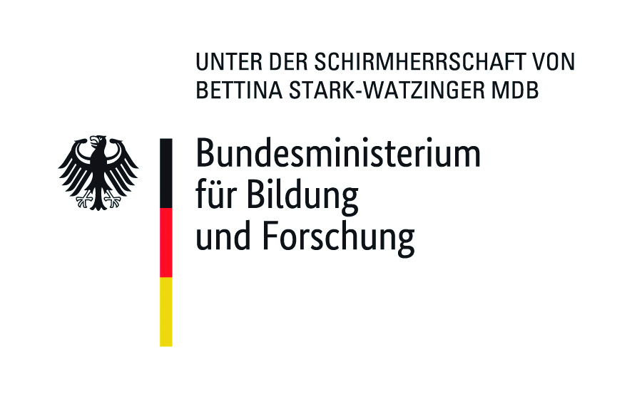 Logo: Unter der Schirmherrschaft von Bettina Stark-Watzinger, BMBF